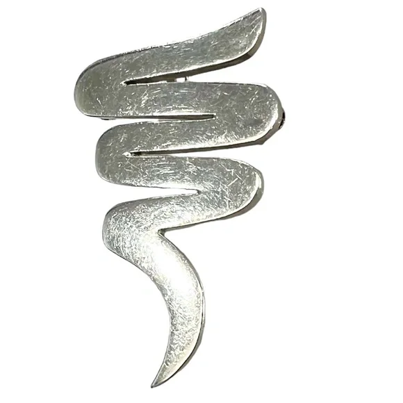 VINTAGE MEXICO STERLING SILVER ZIG ZAG SQUIGGLE BROOCH/PENDANT